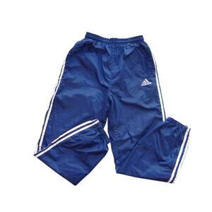 Adidas Men's Blue Track Pants with White Stripes